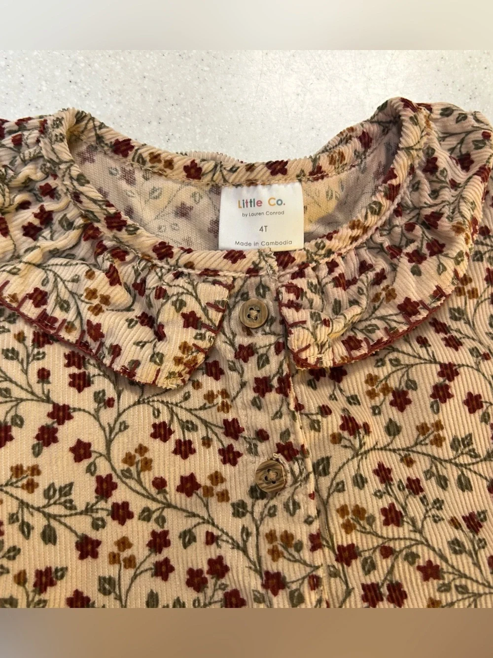 ✨Little & Co Girls Floral Long Sleeve Collared Dress Size 4T